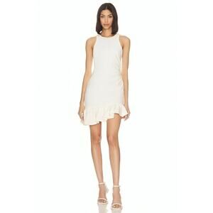 Likely Tina Mini Dress in White Size 2 Sleeveless Ruffle Hem Lined Stretch